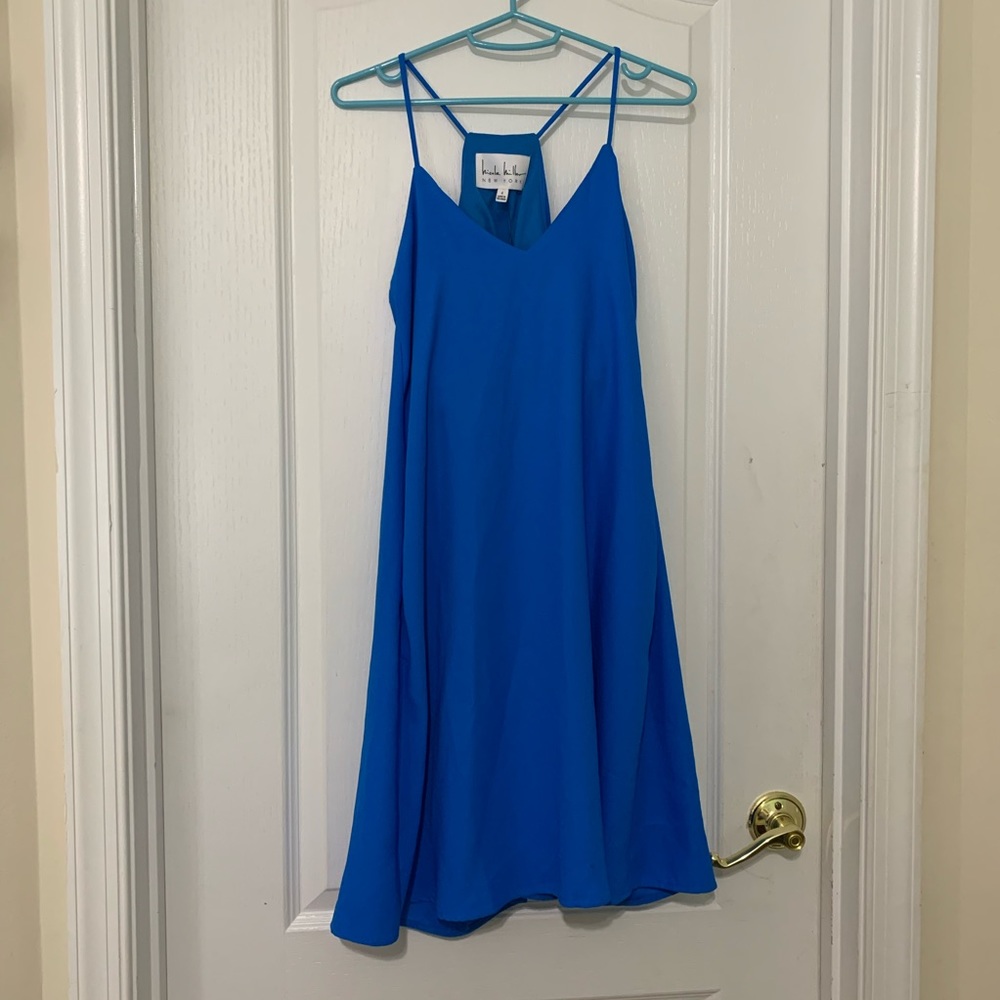 Solid Blue V Cut Dress